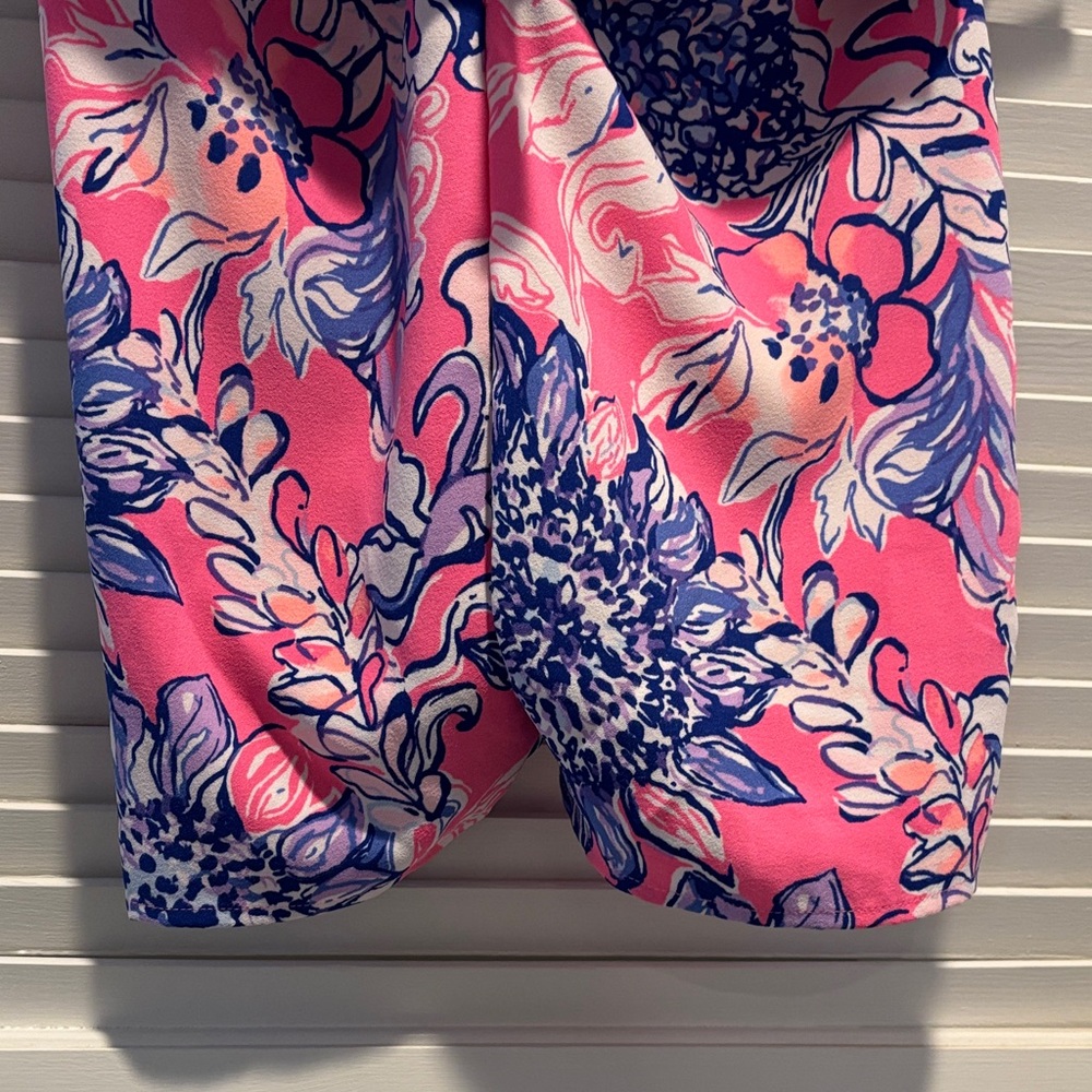 Pink Floral Ruffle Hem Shift Dress - Picture 5 of 6